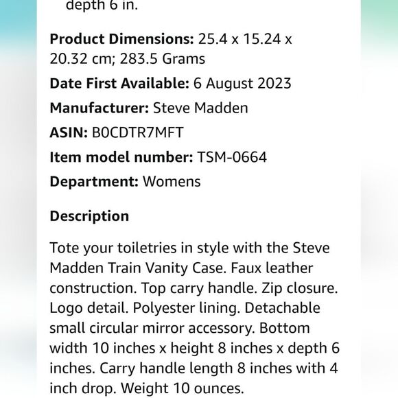 Steve Madden Block Logo Vanity Cosmetic Case w/Detachable mirror- Cognac - Picture 7 of 11